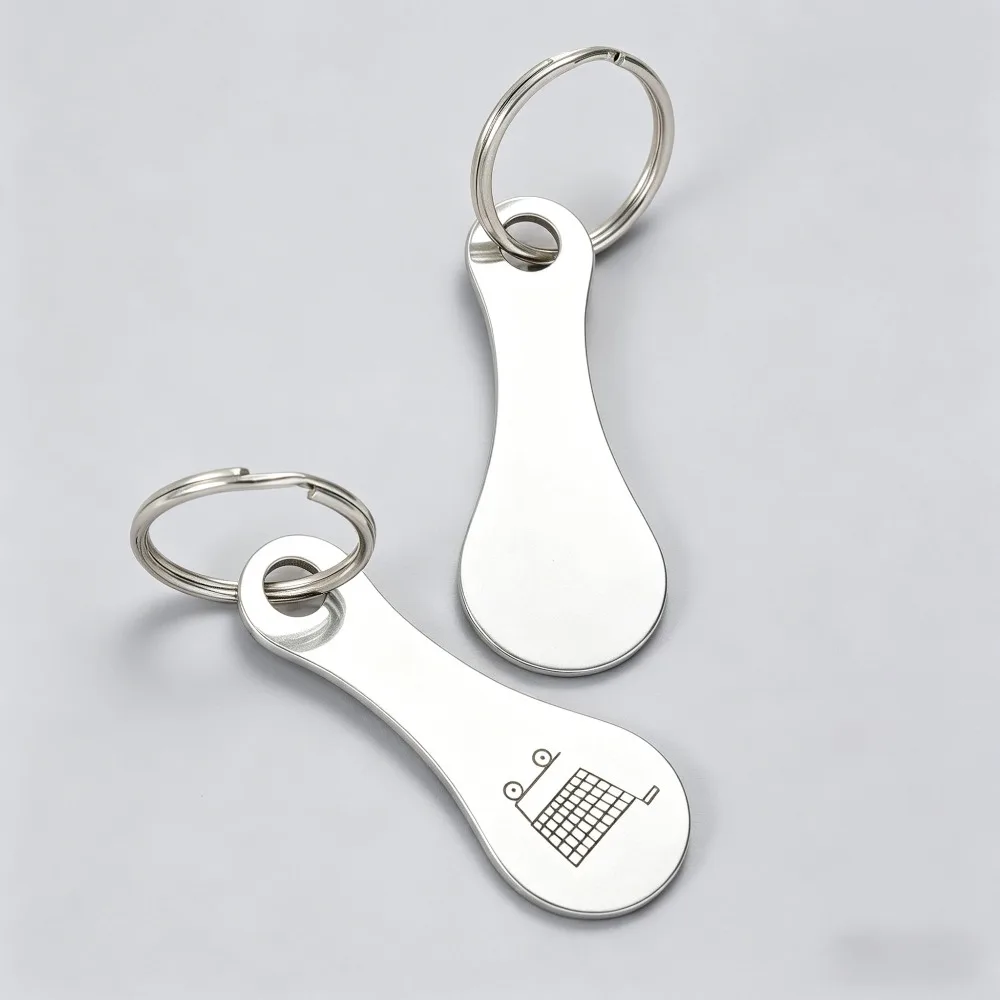 1/2/Pcs Shopping Cart Token Trolley Keychain Coin Quarter Grocery Supermarket Holder Keyring Metal Ring Change Unlock Coins