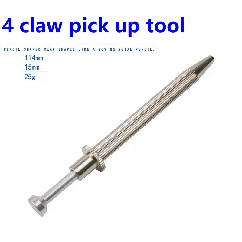 4-Claw Stainless Steel Pick Up Tool - Electronic Component Grabber for Diamond Gems IC BGA Chip Prong Holder