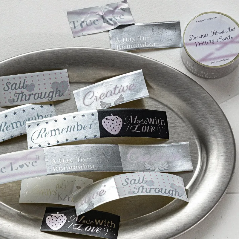 Frosted Silver Washi Tape Salt Island Notes Series Korean Ins Aesthetic Scrapbooking Supplies DIY Journal Decoration Sticker