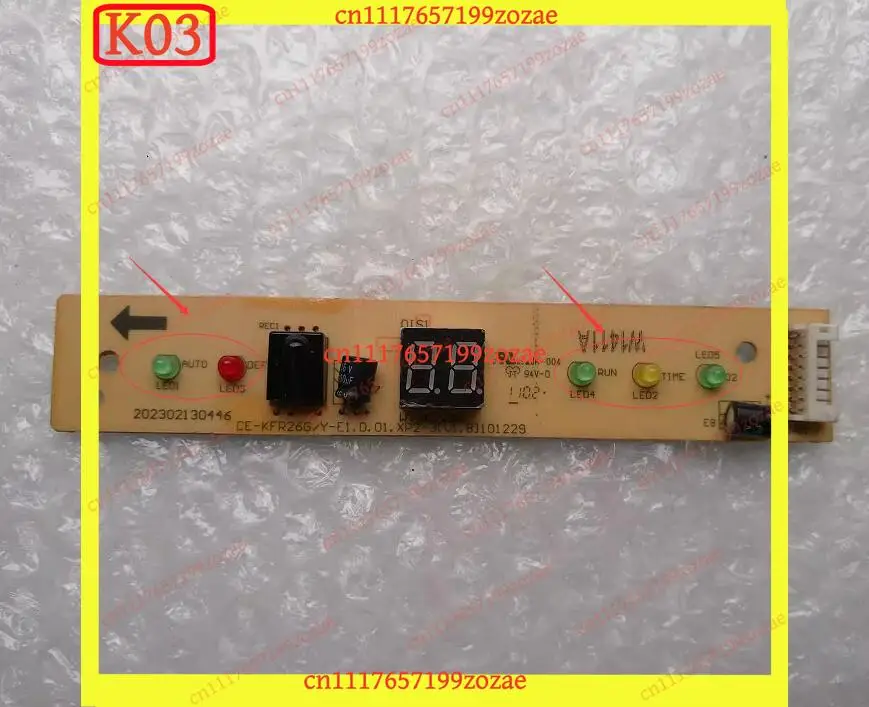 k3 OEM-Equivalent Indoor IR Receiver + LED Display Board - For Midea KFR-26G Series AC, Replaces D1S1WT3622BG, Pre-Tested