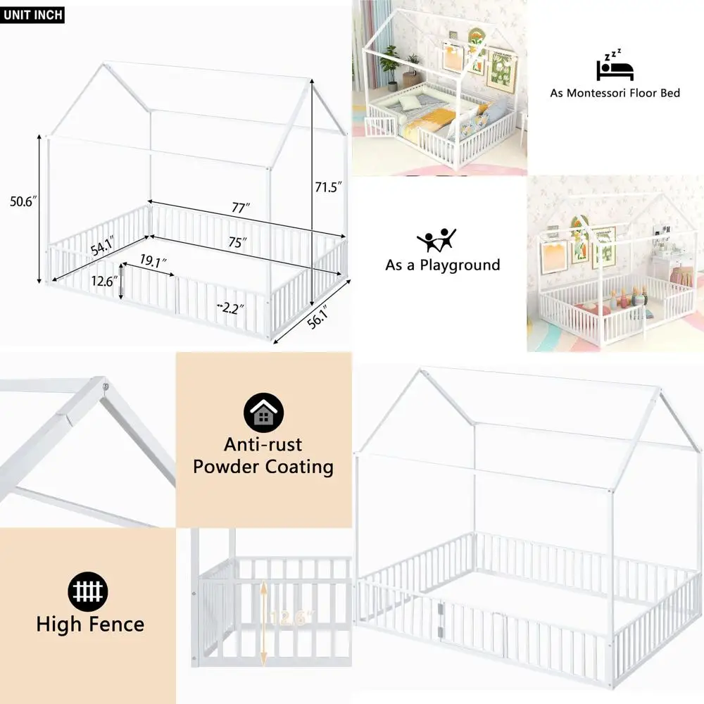 

Полноразмерные металлические кровати-чердаки со столом и местом для хранения, подходят для детей и подростков, простая сборка, белый цвет