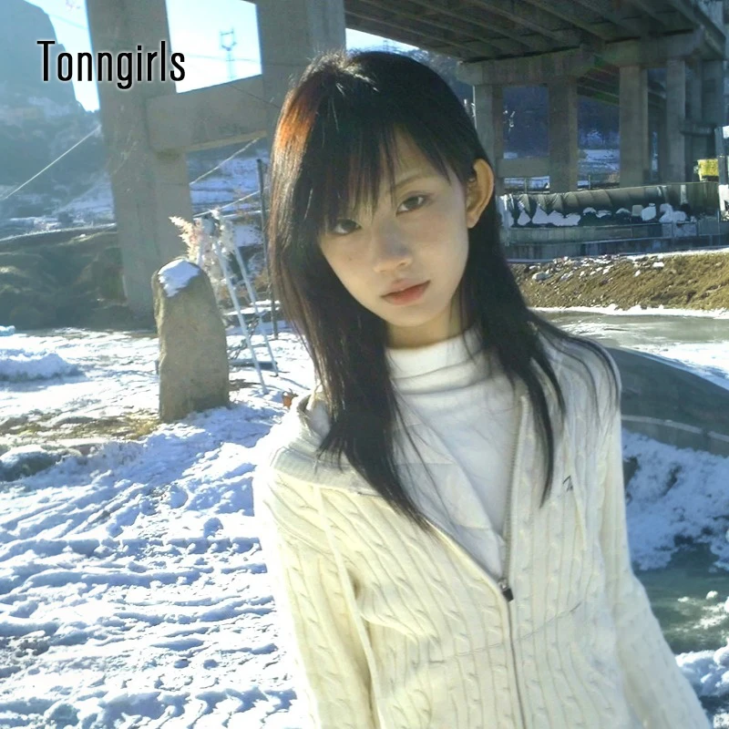 

Tonngirls Fairycore свитер женский осень-зима белые вязаные пуловеры Y2k японские толстовки 2000-х годов шикарный кардиган с капюшоном