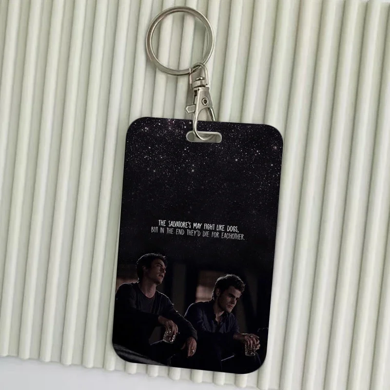 Popular The Vampire Diaries Keychain Card Holder Damon Elena Stefan Keychains Holders Bank Bus ID Credit Cards Key Ring Chains