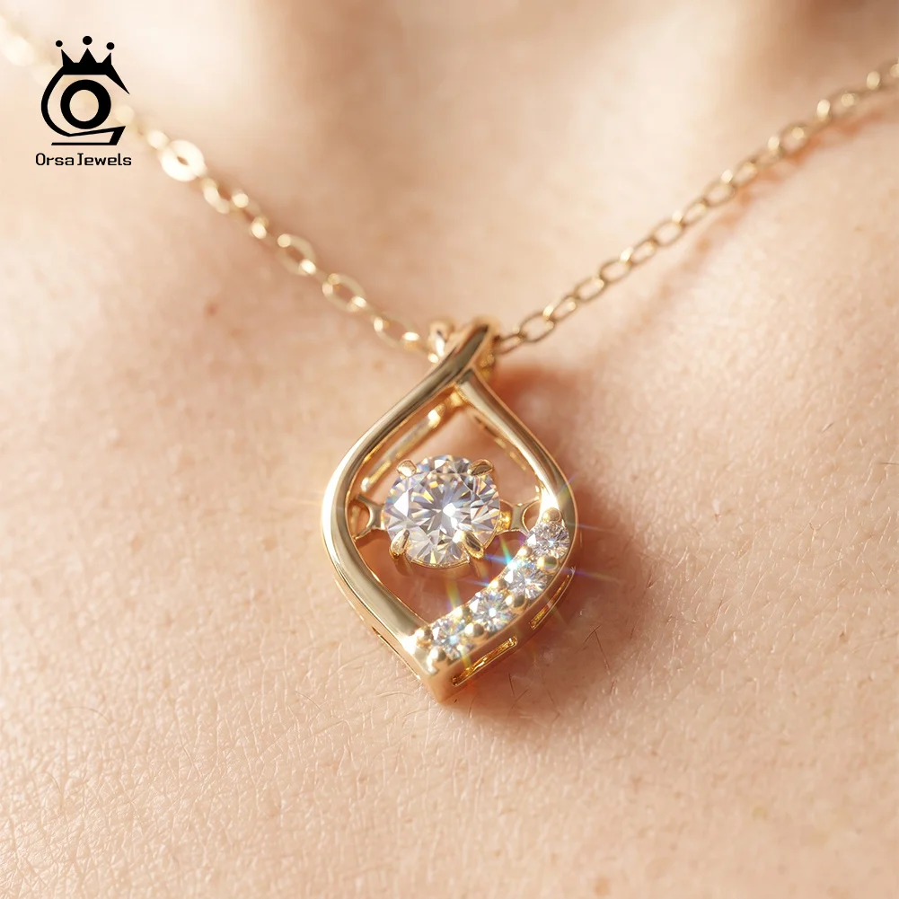 ORSA JEWELS 925 Sterling Silver D Color VVS Moissanite Teardrop Necklace Brilliant Elegant Pendant Jewelry Gift for Women MON22 5
