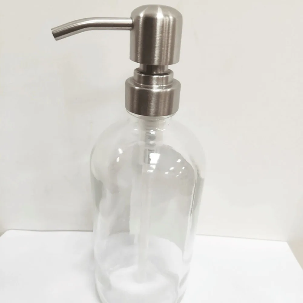 Stainless Steel Hand Liquid Soap Pump Dispenser Head  Bathroom Hand Replace Lotion Shampoo Pump Tube 28/400 Thread Press Head