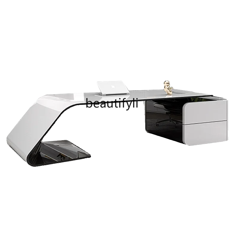 Paint Boss Desk White Fashion Office Desk for Boss Simplicity Minimalism Modern Office Desk and Chair Combination