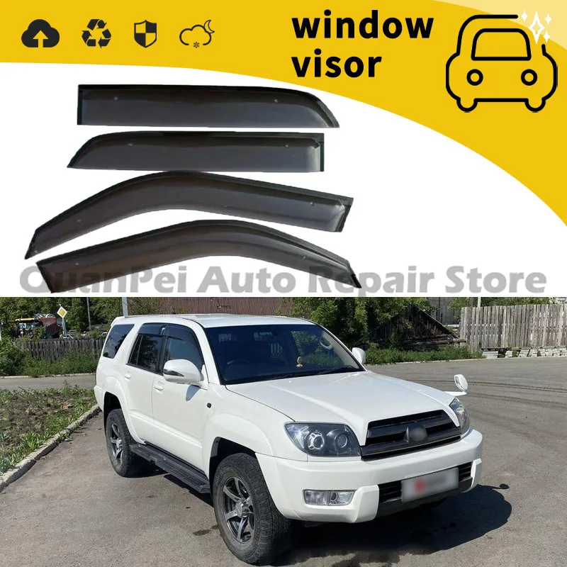 For Toyota Hilux Surf 1990-1995 Durable Plastic Side Window Vent Shades, 4Pcs Set Door Rain Guards Decorative Kit