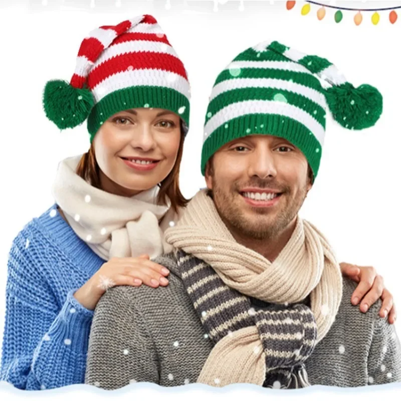 Die neuen weihnacht lich gestrickten Woll mützen im europäischen Stil Wollball Langs chwanz Herbst Winter mütze Hexen hut Weihnachts geschenk dekoration