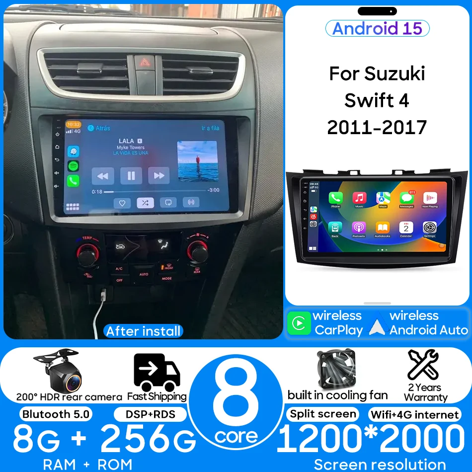 

For Suzuki Swift 4 2011 - 2017 Android Auto CarPlay Car Radio Multimedia Video Player Navigation GPS Head Unit Wifi NO 2din DVD
