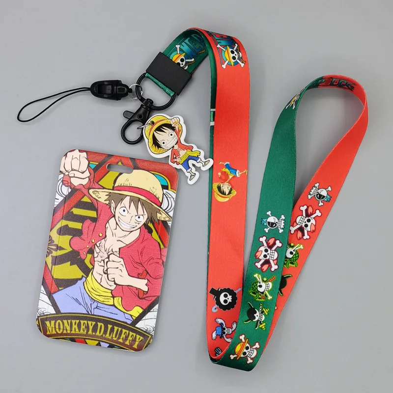 Animation One Piece long rope student meal card protective cover access control card bus card cover key chain hanging holiday gi