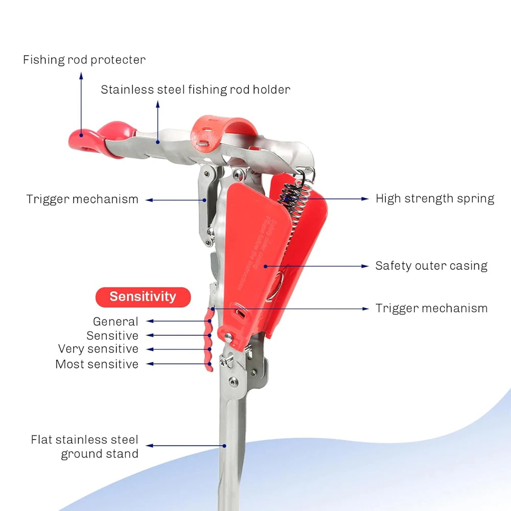 Automatic Full Stainless Steel Fishing Rod Holder Adjustable Sensitivity Folding Fishing Accessories Bracket Spring Fishing Tool