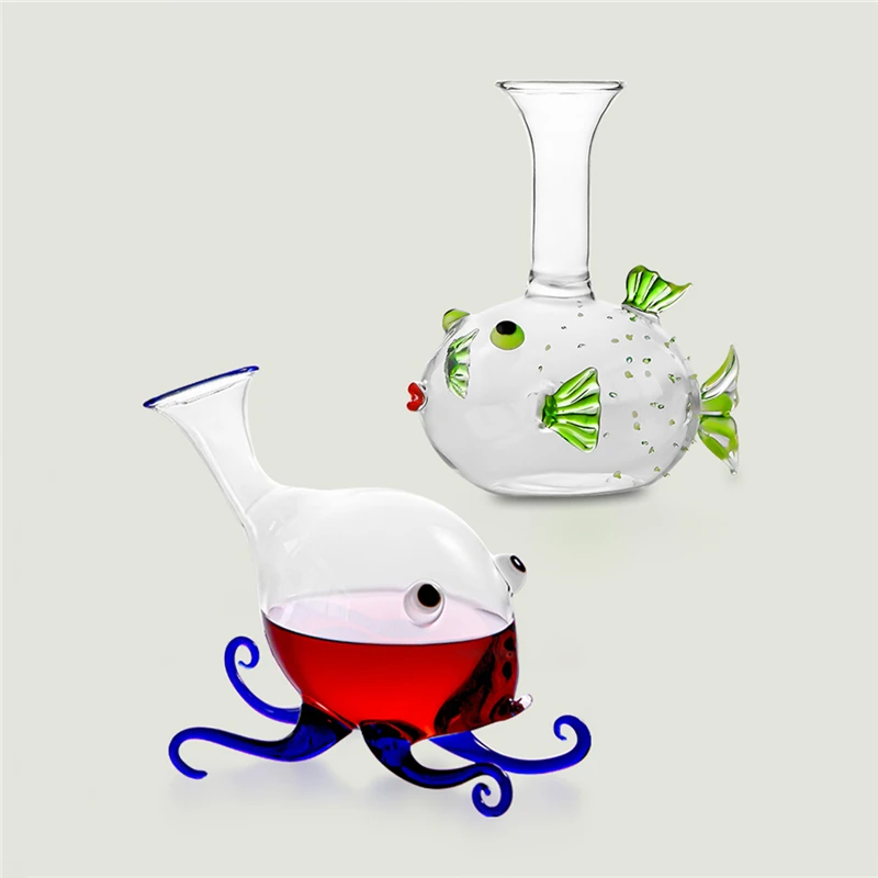 

Glass Wine Decanter Handmade Creative Octopus Wine Decanter Household Wine Dispencer Pot Home Brewing Making Barware Ornaments