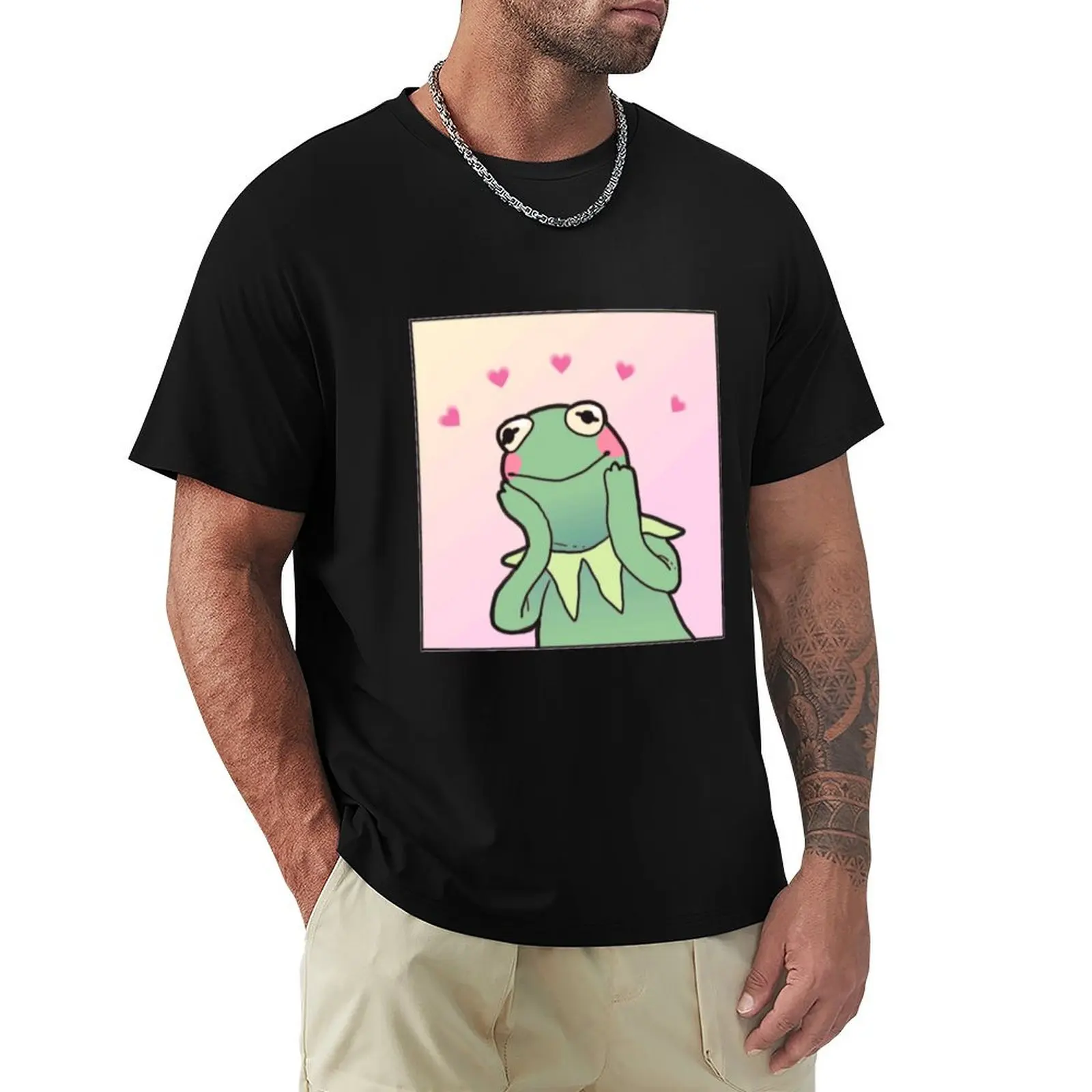 Lovely Kermit T-Shirt Basic Solid Color Short Sleeve Cotton Top