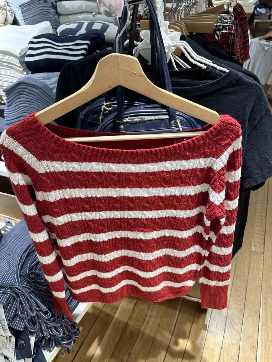 الأحمر مخطط الملتوية سترة المرأة مائل الرقبة طويلة الأكمام بلوفر مغزول البلوزات الخريف نمط Preppy خمر البلوز Y2k القمم