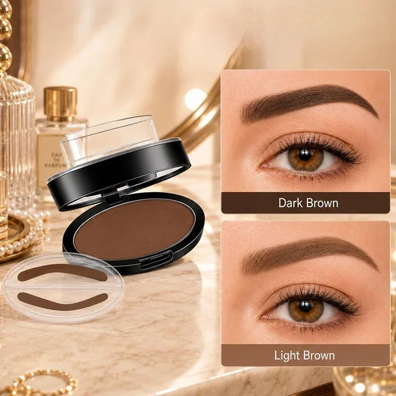 Augenbrauen-Puderstempel, natürliche, gebogene Form, für schnelles Augenbrauen-Make-up, wasserfeste Puderpalette für Augenbrauen, Augenbrauen-Tönung, Make-up-Werkzeug. – Detail 7