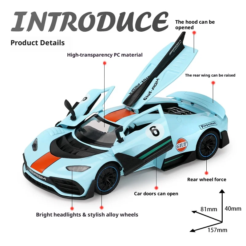 1:32 scale metal die-cast Mercedes-Benz ONE Gulf Edition car model collectible boy birthday gift children's toy