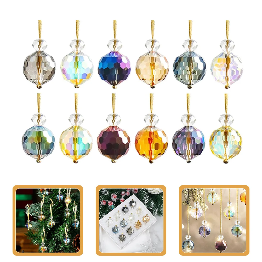 

12 Pcs Colored Home Decor Glass Christmas Balls Assorted Crystal Tree Ornaments