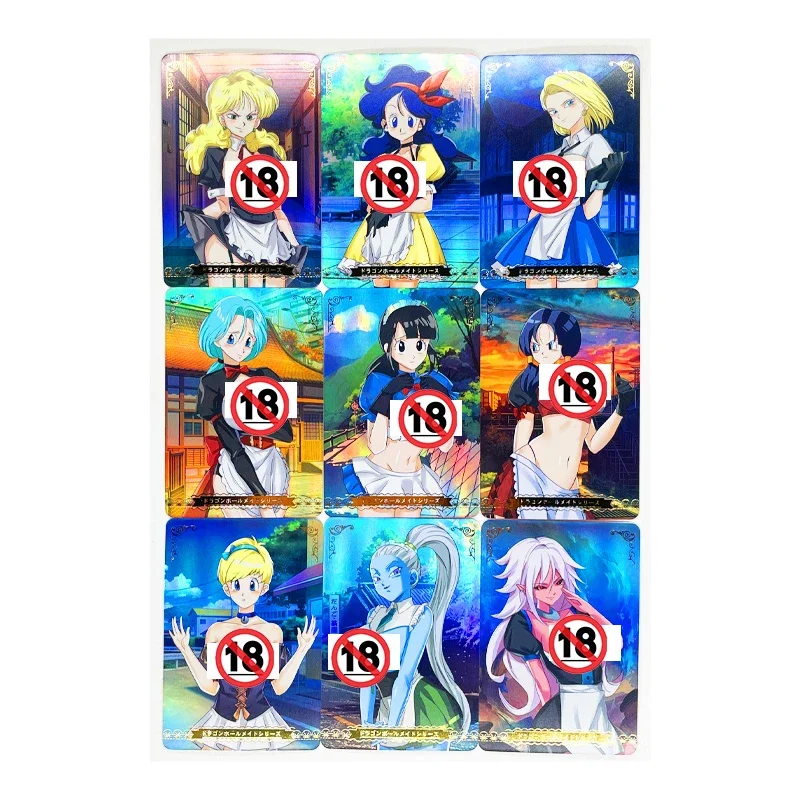 9pcs/set Dragon Ball ACG Ranchi Chichi Android 18 Nude Maid Outfit Heroes Battle Card Ultra Instinct Game Collection Cards