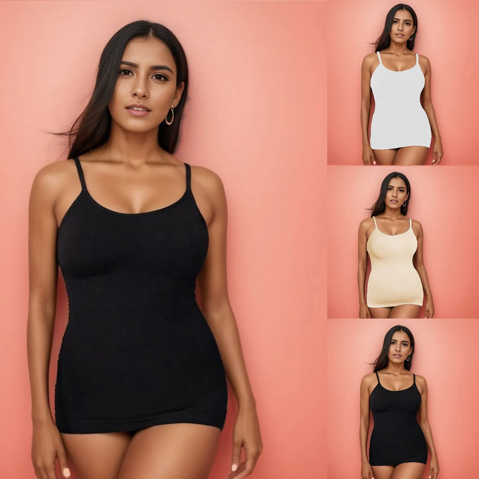 2024 Scoop Neck Compression Cami Tummy and Waist Control Body Shapewear Camisole Summer Tops Black Nude Smooth Slimming Vest