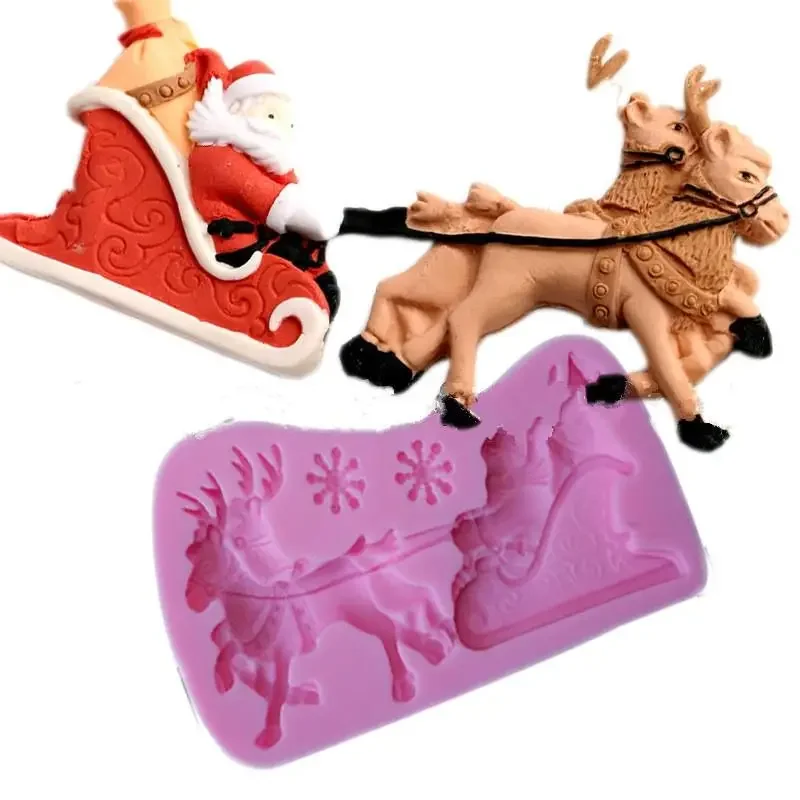 

Christmas Santa Claus Deer Shape Chocolate Candy Jello 3D Silicone Fondant Mold Silicone Cake Mold