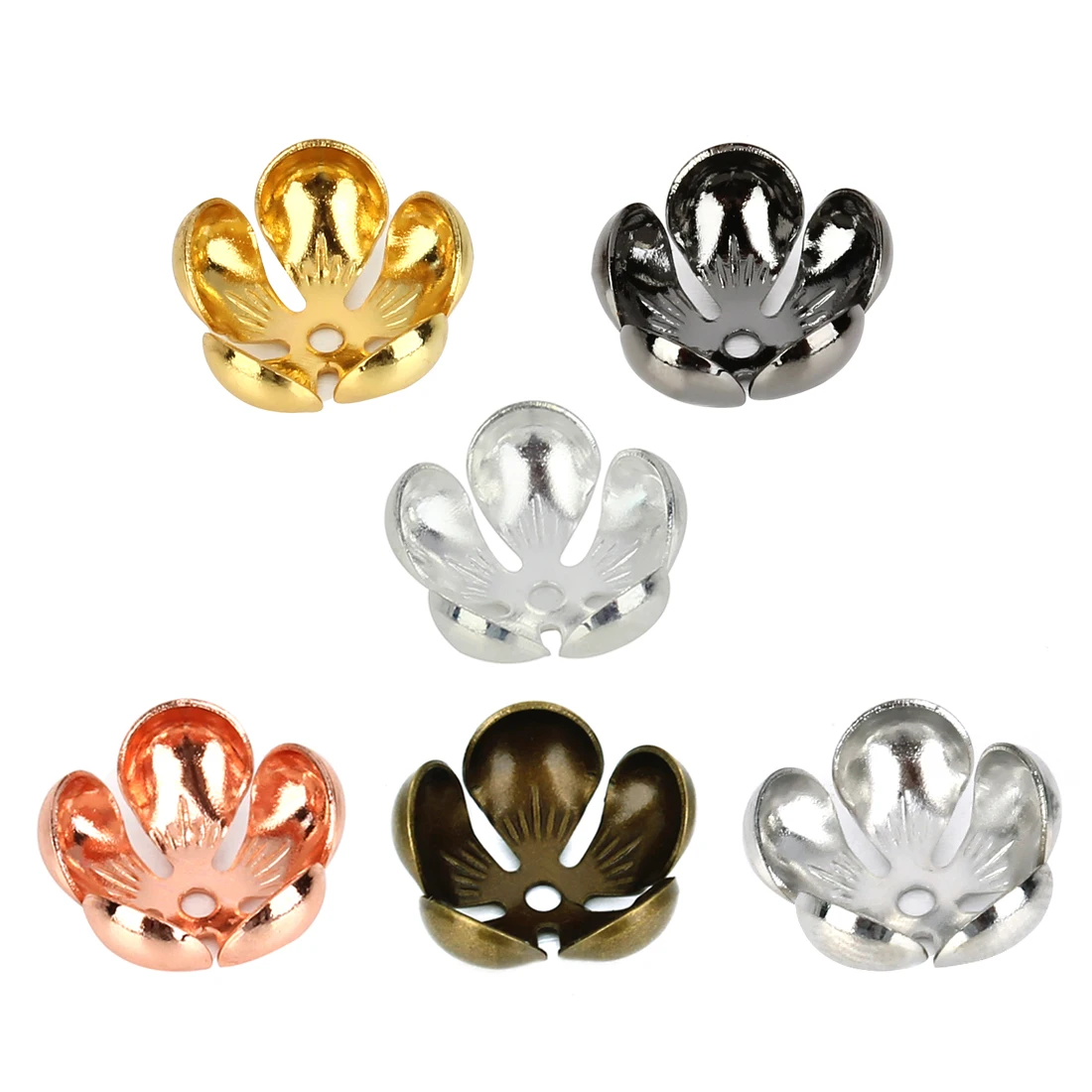 50 teile/los Eisen vergoldet Metall Blume Perlen Kappen für Schmuck machen End Perlen Spacer Blütenblatt Spacer Perlen DIY Armband Halskette – Detail 6