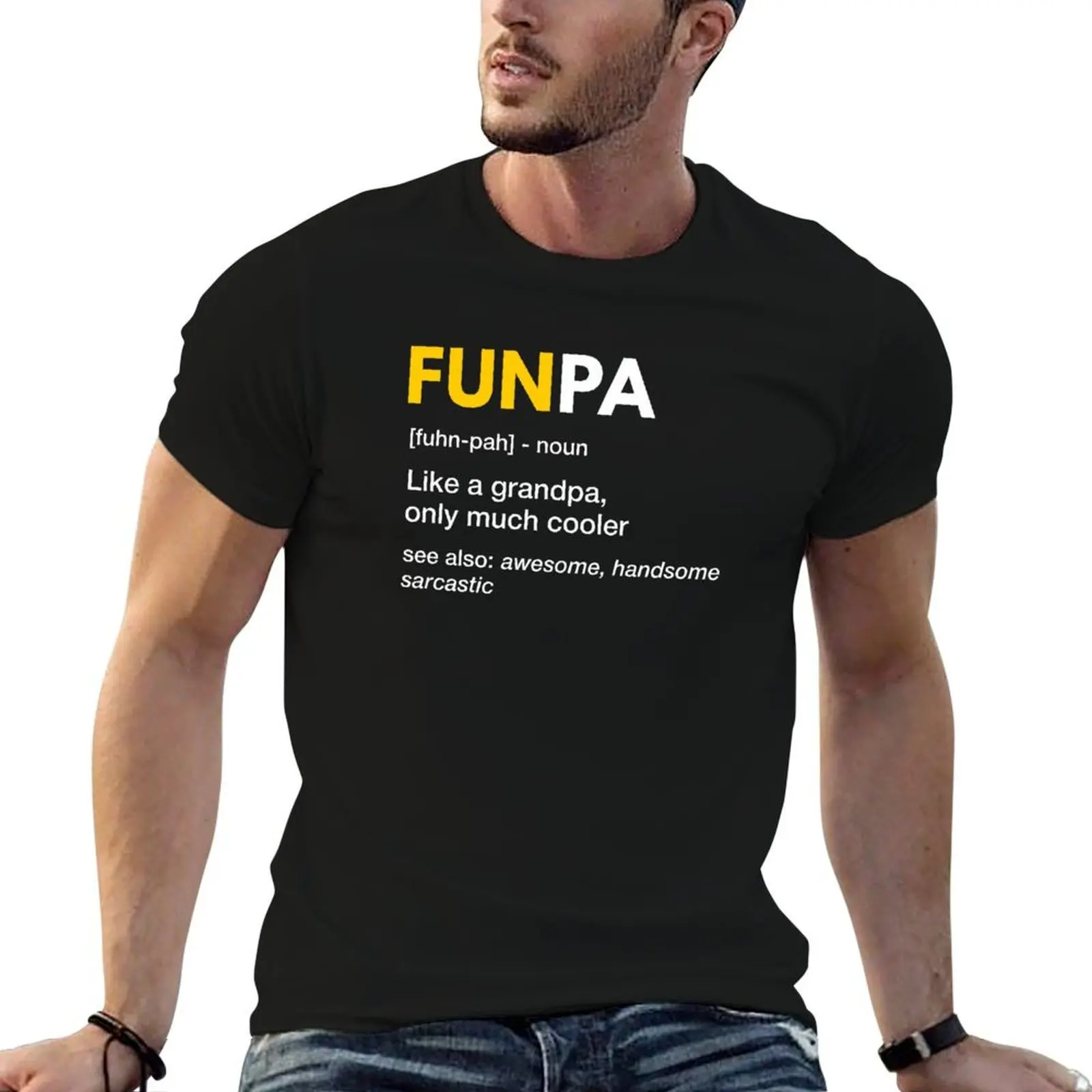 Funpa the best Grandpa Definition Funny Gift Fathers Day Gift T-Shirt summer clothes baggy shirts t shirts for men pack