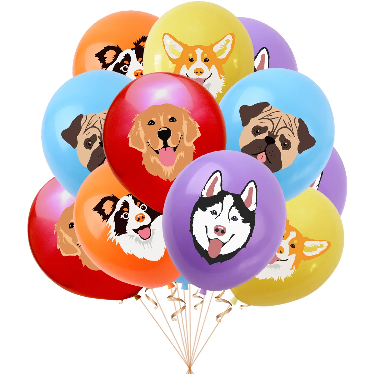 10Pcs 12inch Cartoon Dog Cat Latex Balloon Mix 5 Types Balloon Set Pet Birthday Theme Party Decoration Balloon Supplies