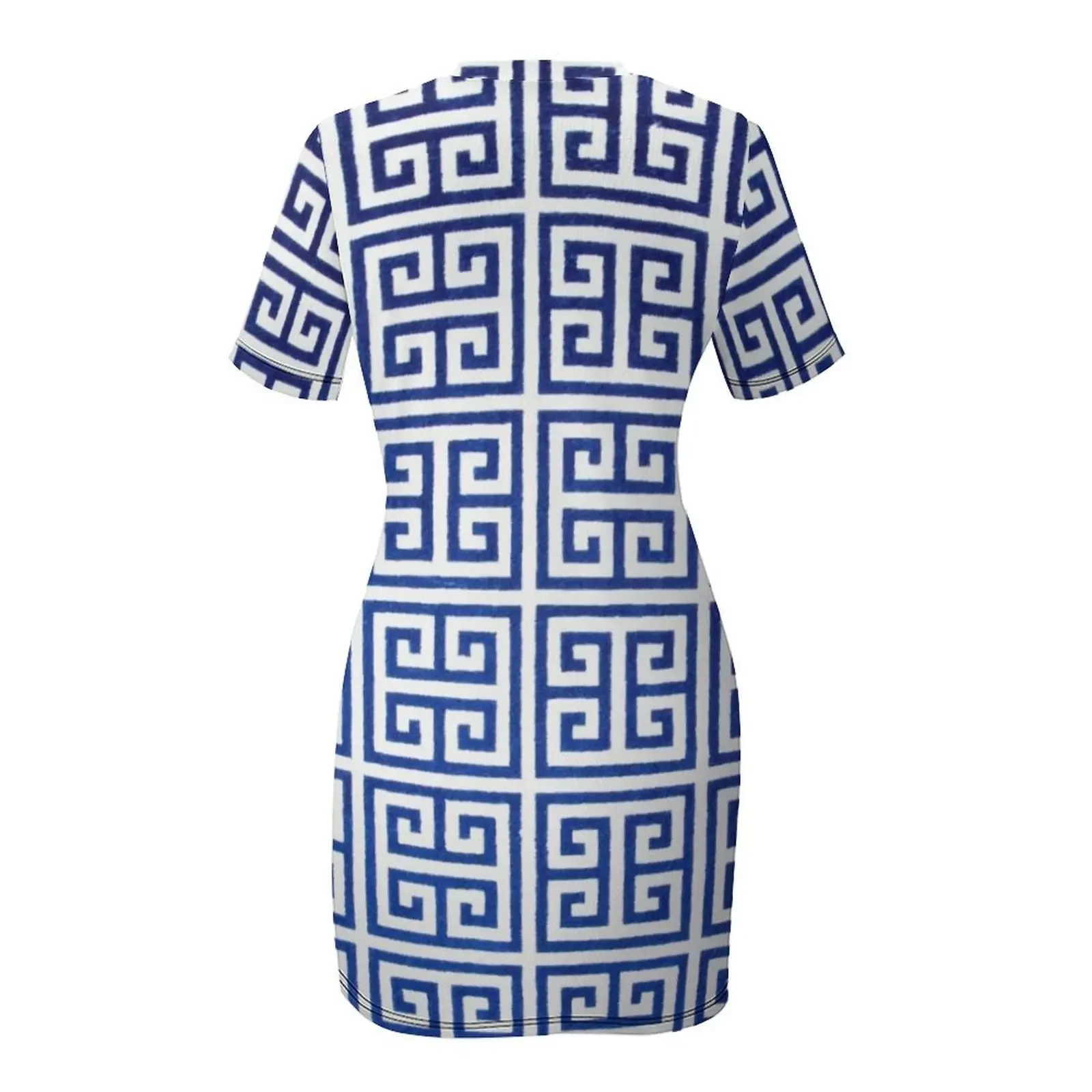 เดรสยาวพิมพ์ลายกรีกคลาสสิก แขนสั้น สำหรับผู้หญิง หรูหรา เหมาะสำหรับงานปาร์ตี้ งานราตรี และงานพรอม