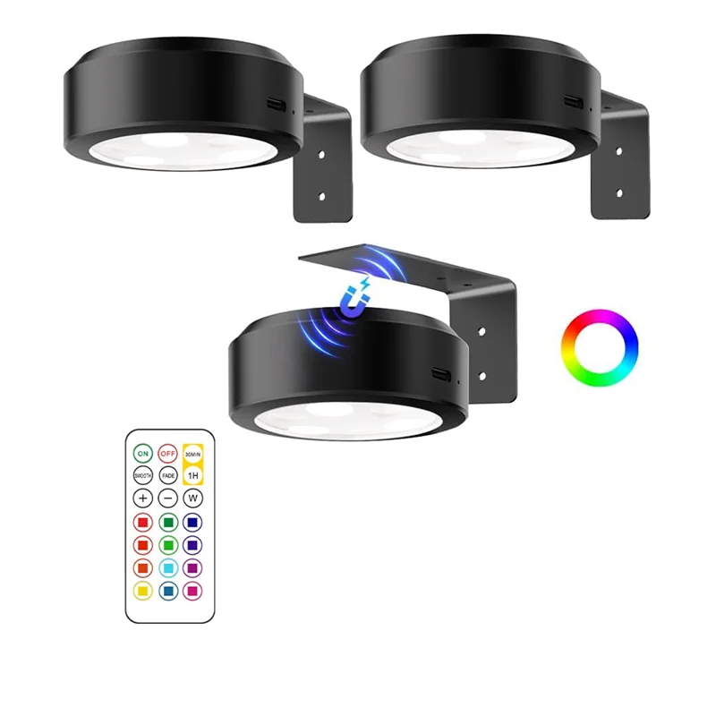 【Off-Shelf】Rechargeable Battery Magnetic Poster Lights For Wall, Picture Lights With 3 Color Temps, 12 RGB& Remote Dimmable Time