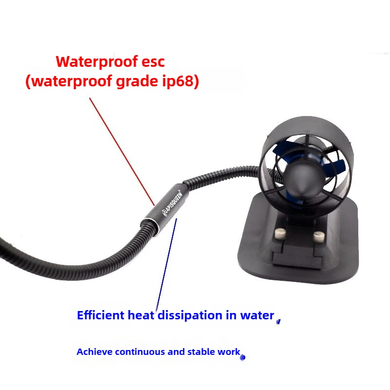 U2 12V Underwater Thruster 1-3KM/H Speed Corrosion Resistant Motor for Bait Feeding Net Towing ROV Robot