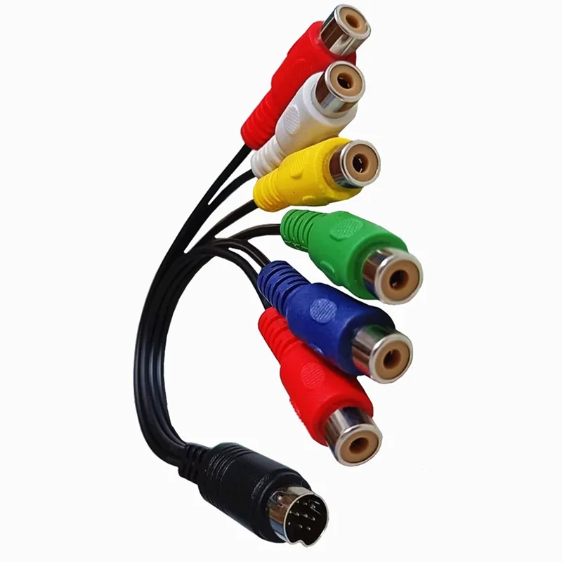 Cable componente macho S-Video de 10 pines a hembra RGB 6 RCA 10 pines Din S-Video 30Cm para PC HDTV Cable componente RGB 30Cm