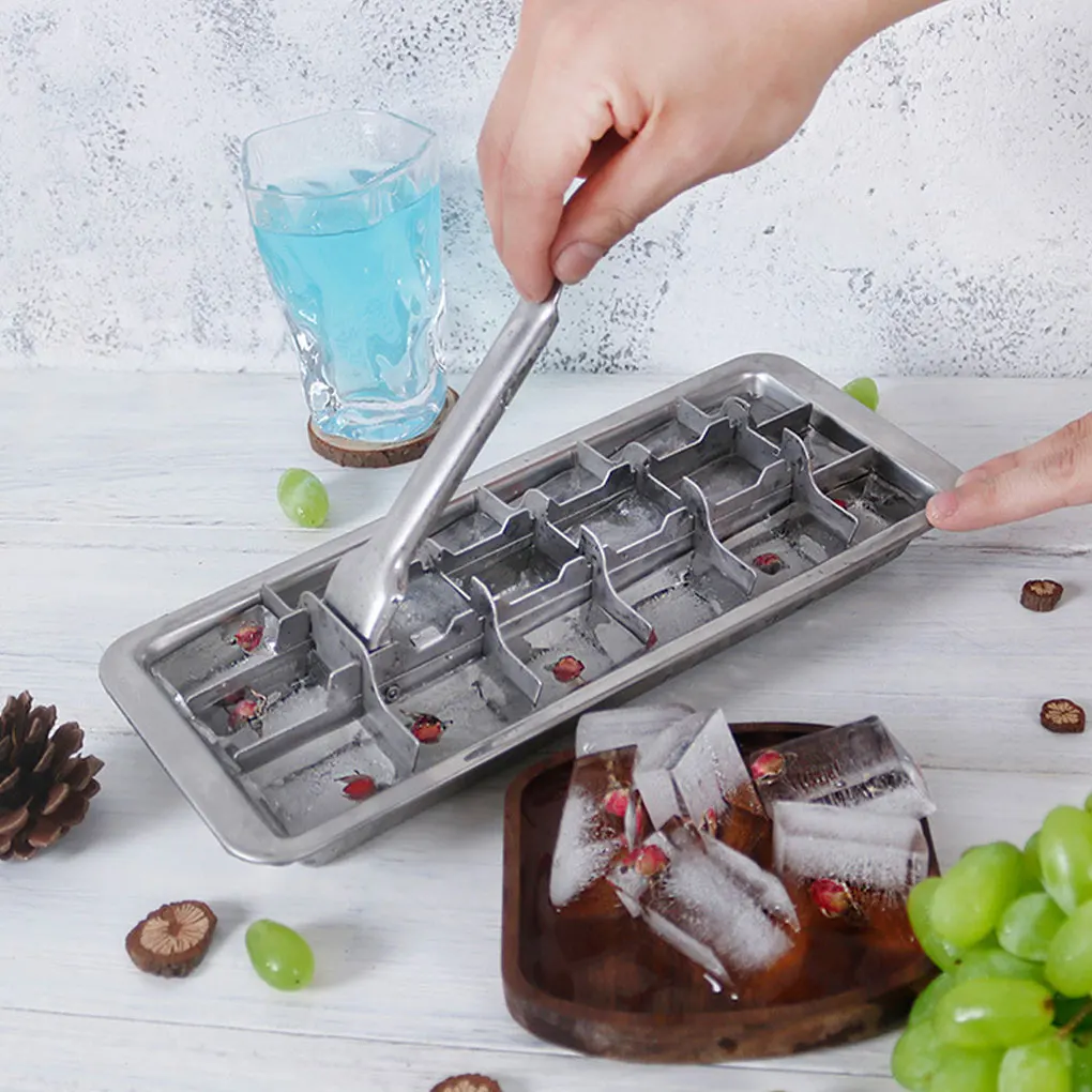 

Stainless Steel Ice Cube Tray Stainless Steel Ice Cube Maker Freezer Square Ice Cube Mold tool Making for Milk and Drink Cooling
