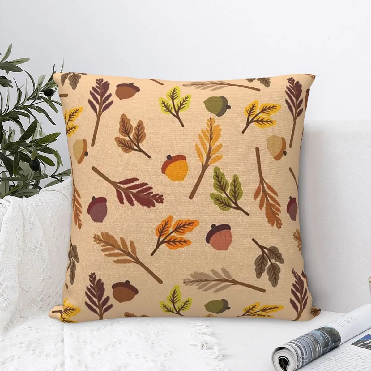 Yellow Autumn Seamless Pattern Pillowcase Cushion Comfort Throw Pillow Sofa Decorative Cushions Used Home Bedroom Living Room