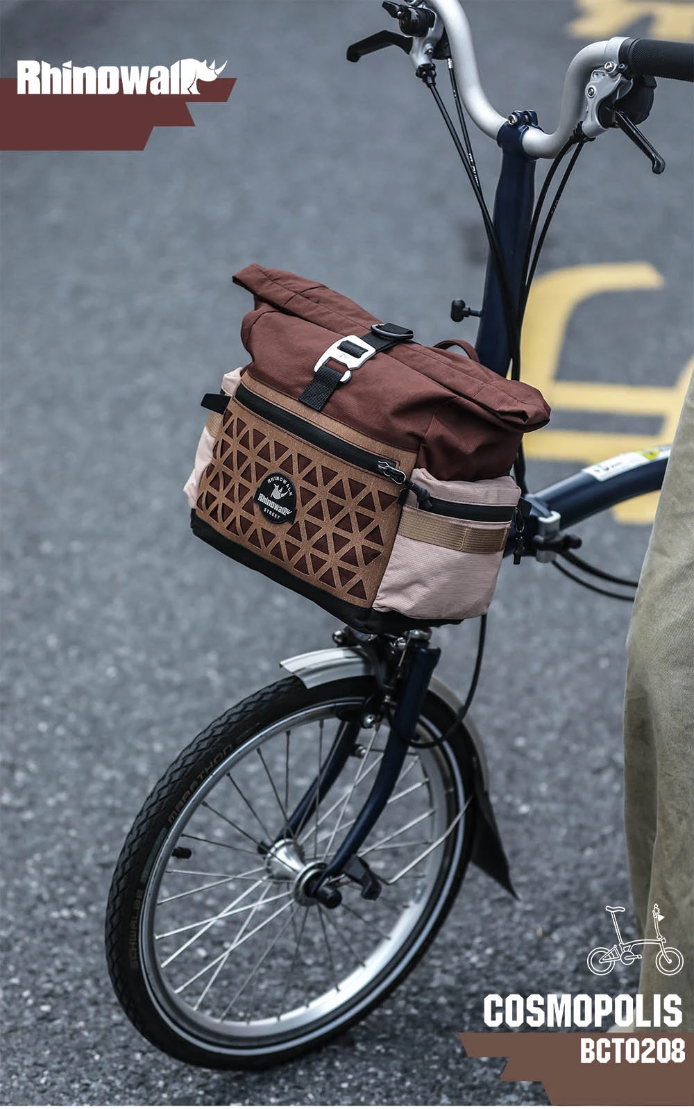 Rhinowalk Bicycle Handlebar Bag 6.5L Quick Release Bike Front Bag Comes With Rain Cover For Brompton Folding Bike Urban Cycling
