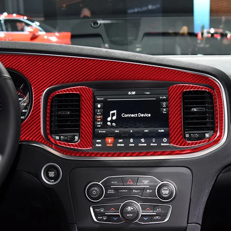 For Dodge Charger 2015-2022 Carbon Fiber Center Console Dashboard Central Air Vent Panel Sticker Car Interior Accessories