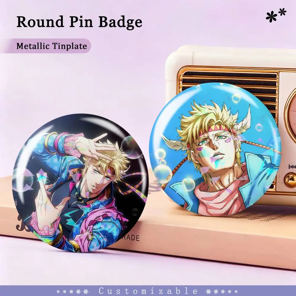 Jojo C-Caesar Zeppeli Custom Tinplate Round Button Badge Pins Brooches