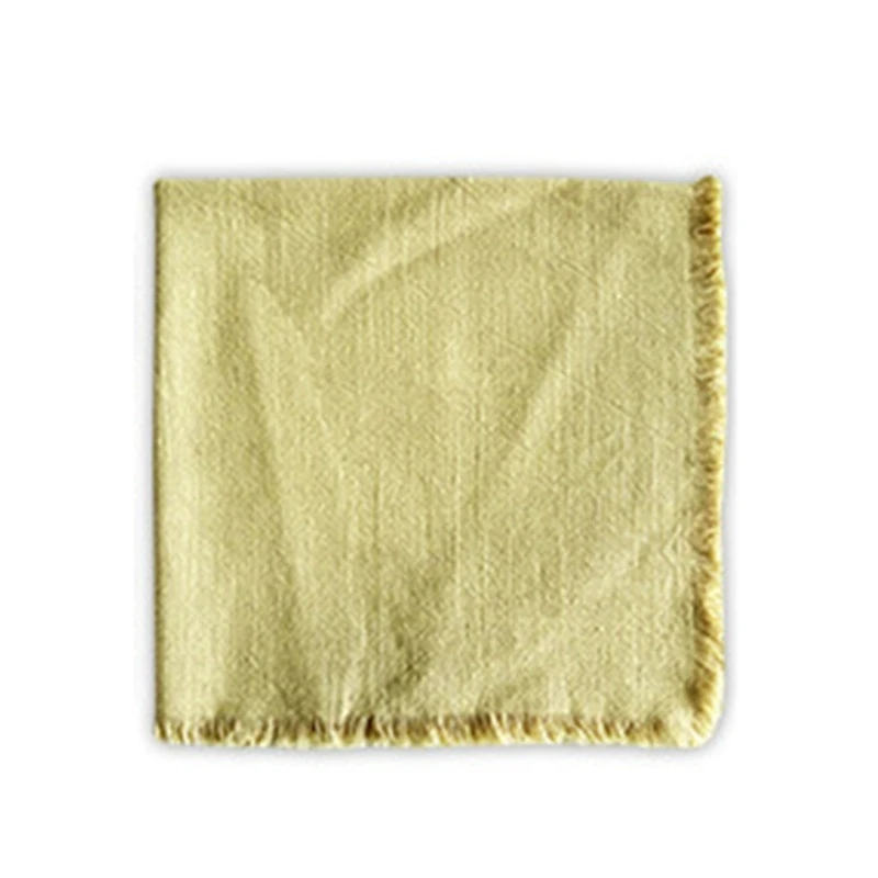 Flowy-Linen Cloth-Napkin with Tassels Versatile Washable-Table-Napkins for Wedding Party Cloth-Napkins with-Fringe Decor