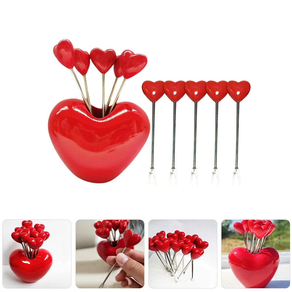 

1 set Cute Cartoon Fruit Forks Set Metal Resin Handle Mini Dessert Appetizer Forks For Cake Ice Cream Salad Dipping Serving