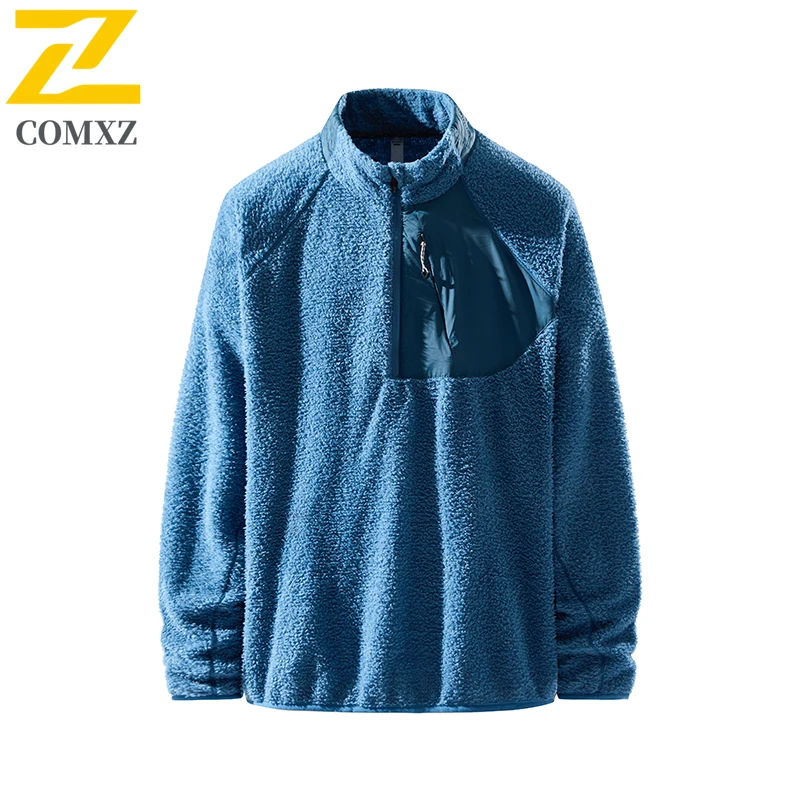 

Comxz Running Jacket Men 2026 Autumn Winter Casual Biker Plush Warm Pullover Sweatshirt Outdoor Camping Fishing Fleece Hoodies