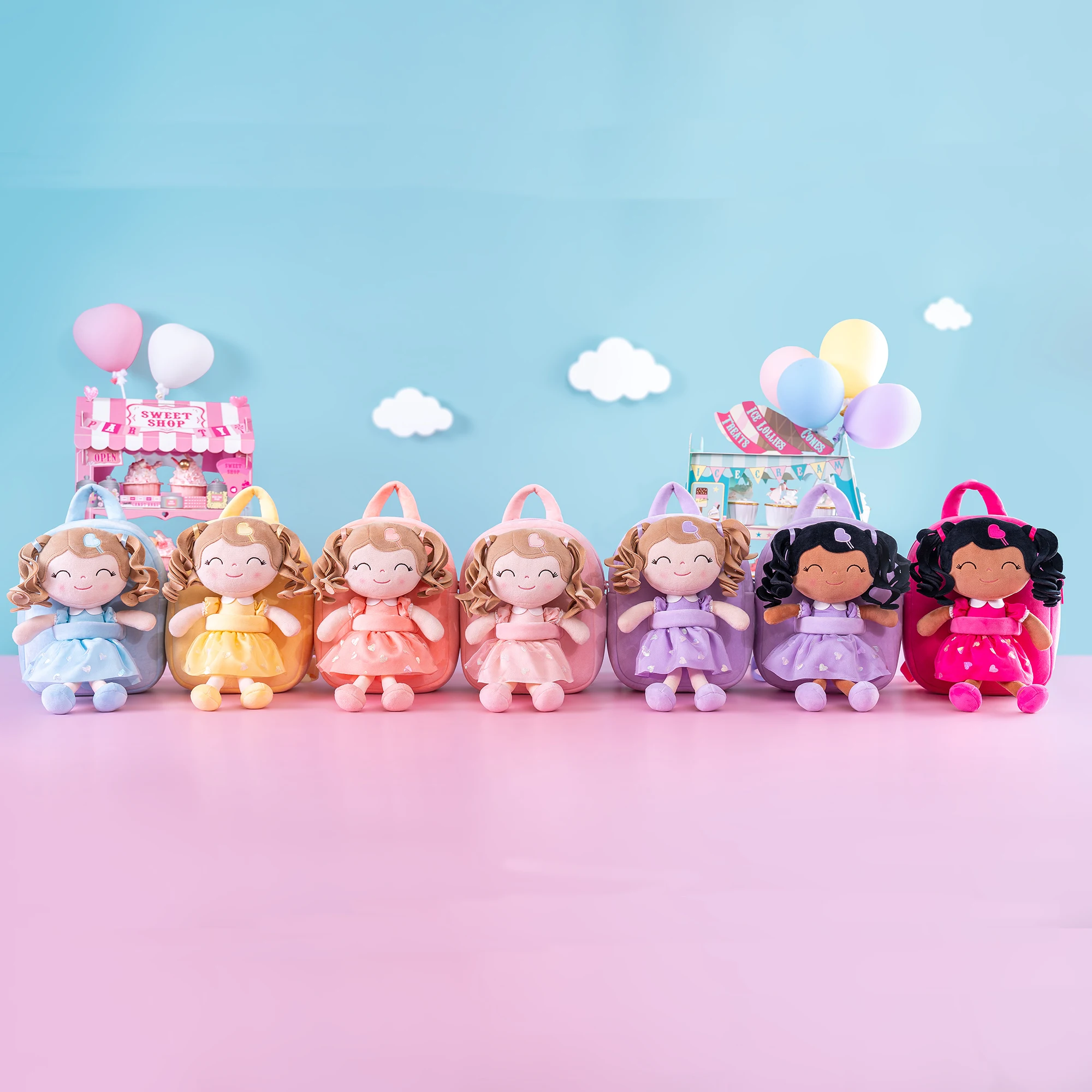 Gloveleya Plush Backpack Baby Girls Backpacks Toddler bags Toy Stuffed Dolls