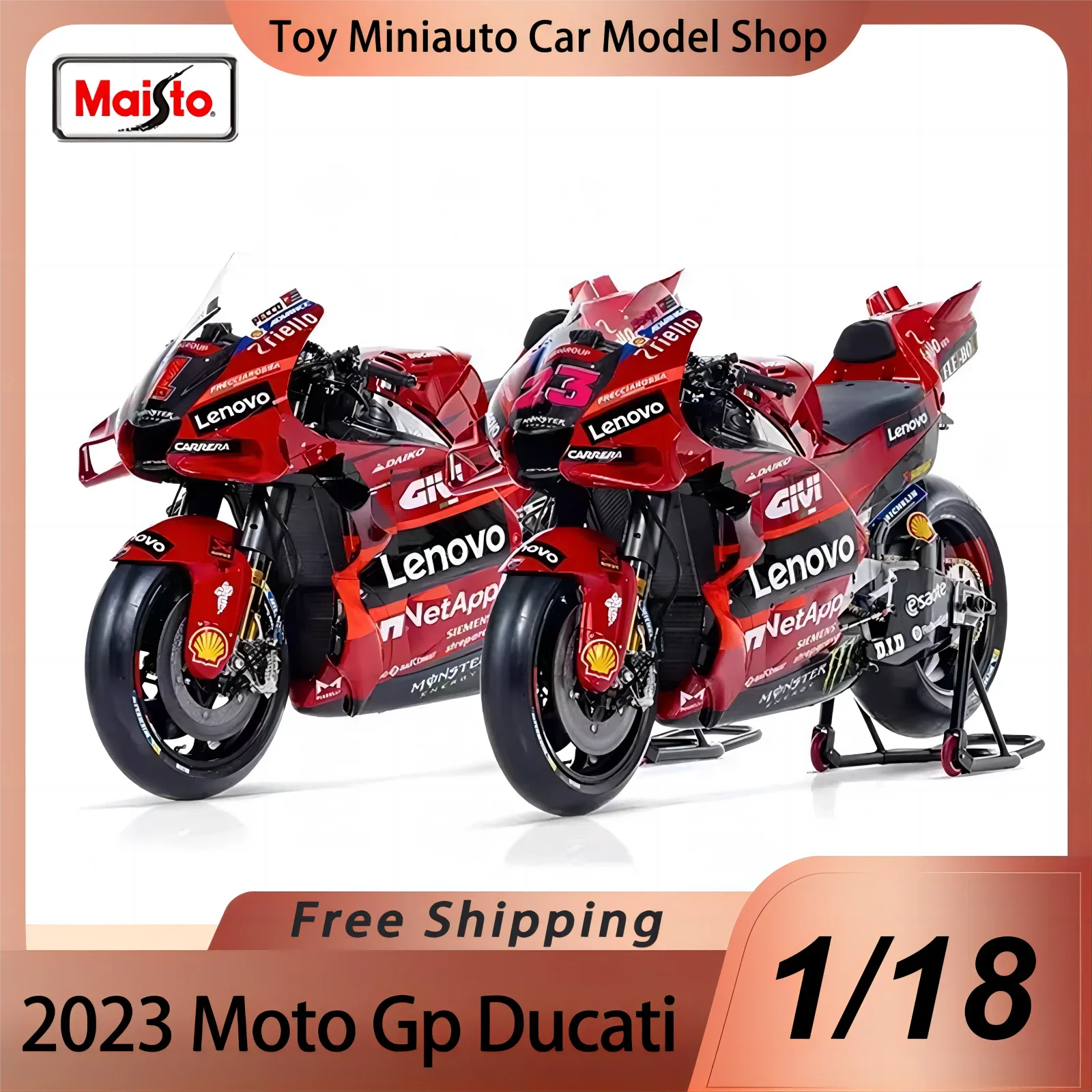 In Stocknew Product Maisto 1:18 Moto Gp Ducati Lenovo Team Alloy Miniature Diecast Model Moto Gp Championship #1 #23 #63 Toy Car