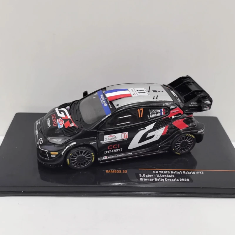 IXO Diecast Escala 1:43 GR YARIS # 17 2024 liga simulação modelo de corrida coleção decoração menino presente brinquedo exibição estática