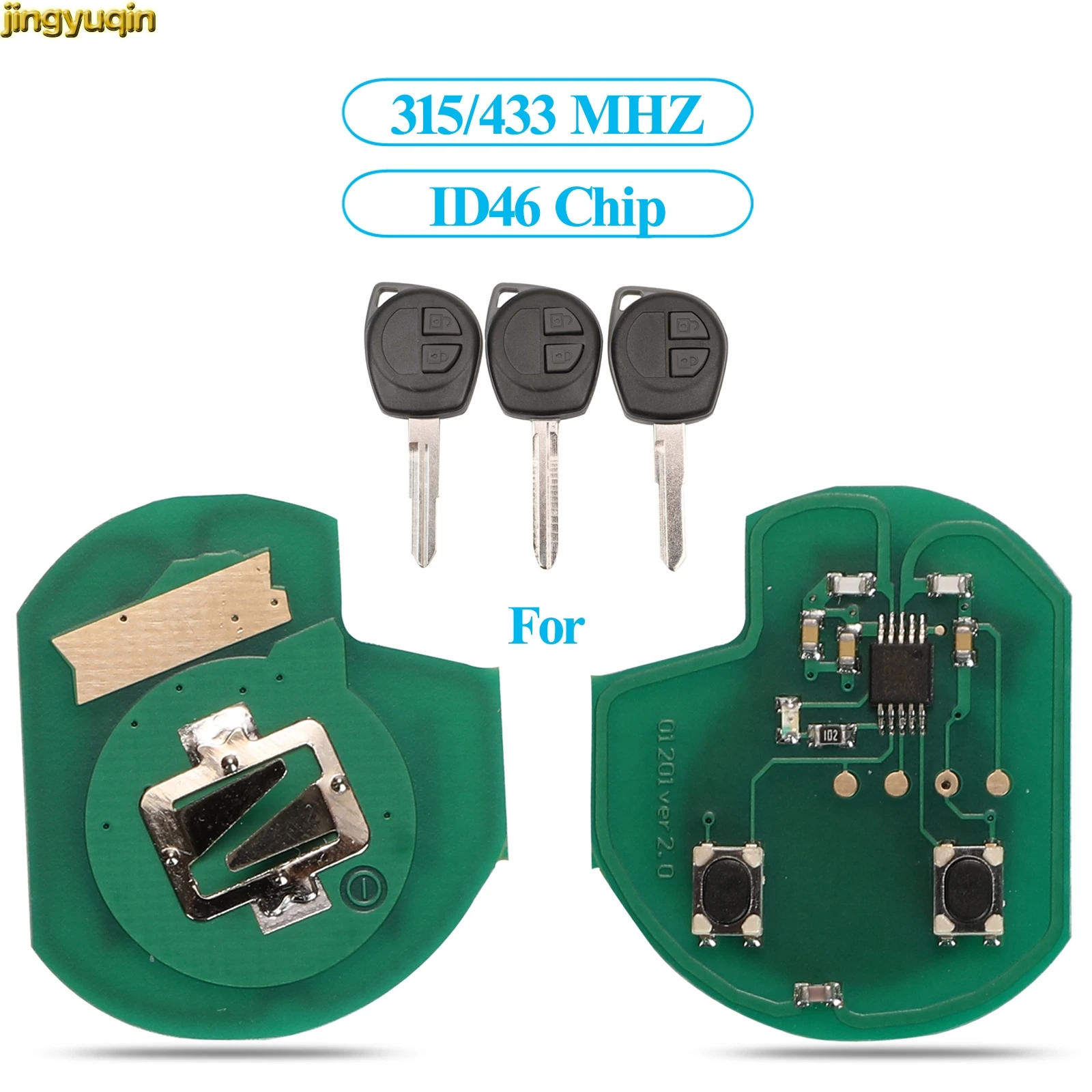 Jingyuqin Remote Circuit Board Without Key 315/433MHz ID46 Chip For SUZUKI SWIFT SX4 Alto JIMNY VITARA IGNIS Splash 2BTN