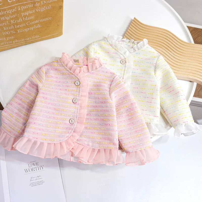 

LYY-Girls' Coat Spring and Autumn2024New Children's Clothing Children Short Western Style Children's Spring Clothes Cardigan Top