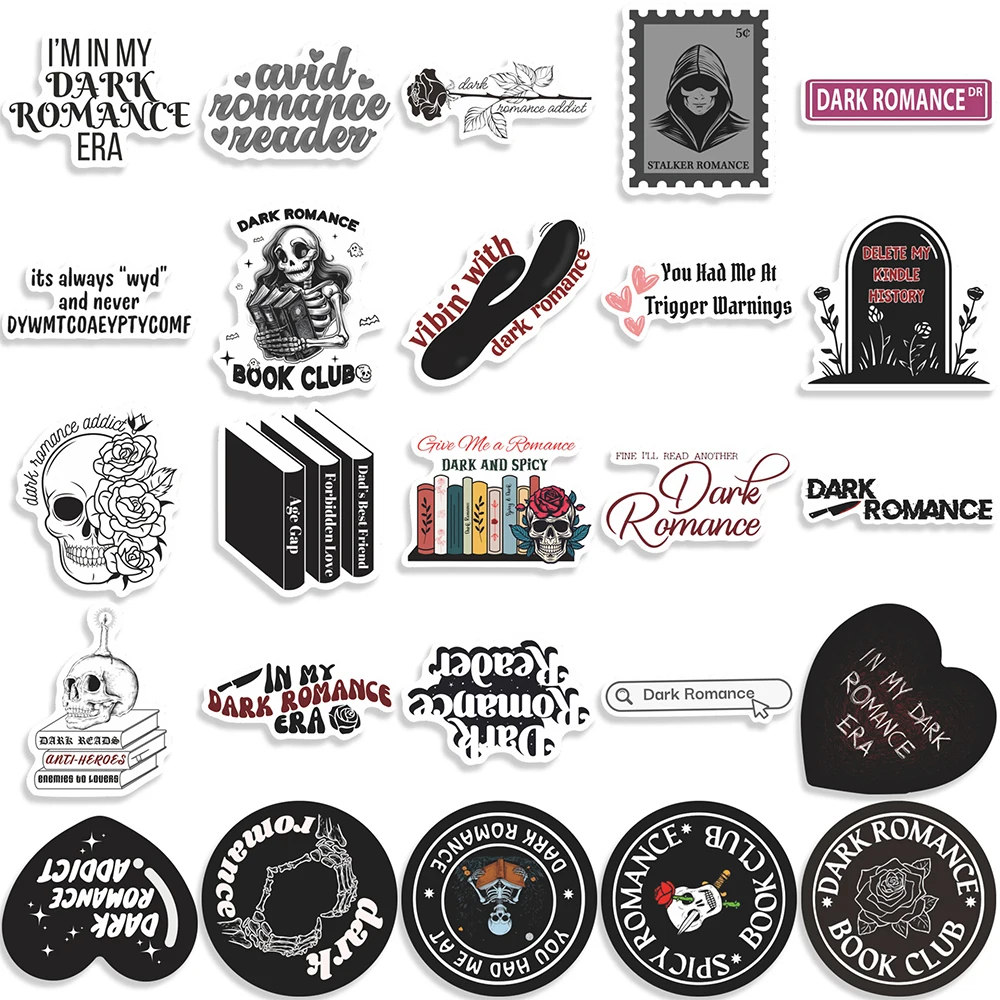 10/30/50 قطعة قارئ الرومانسية الداكنة ملصقات القوطية الجمالية الكتابة على الجدران ملصق DIY بها بنفسك محمول سجل القصاصات الغيتار كول الكرتون الشارات حزمة #5