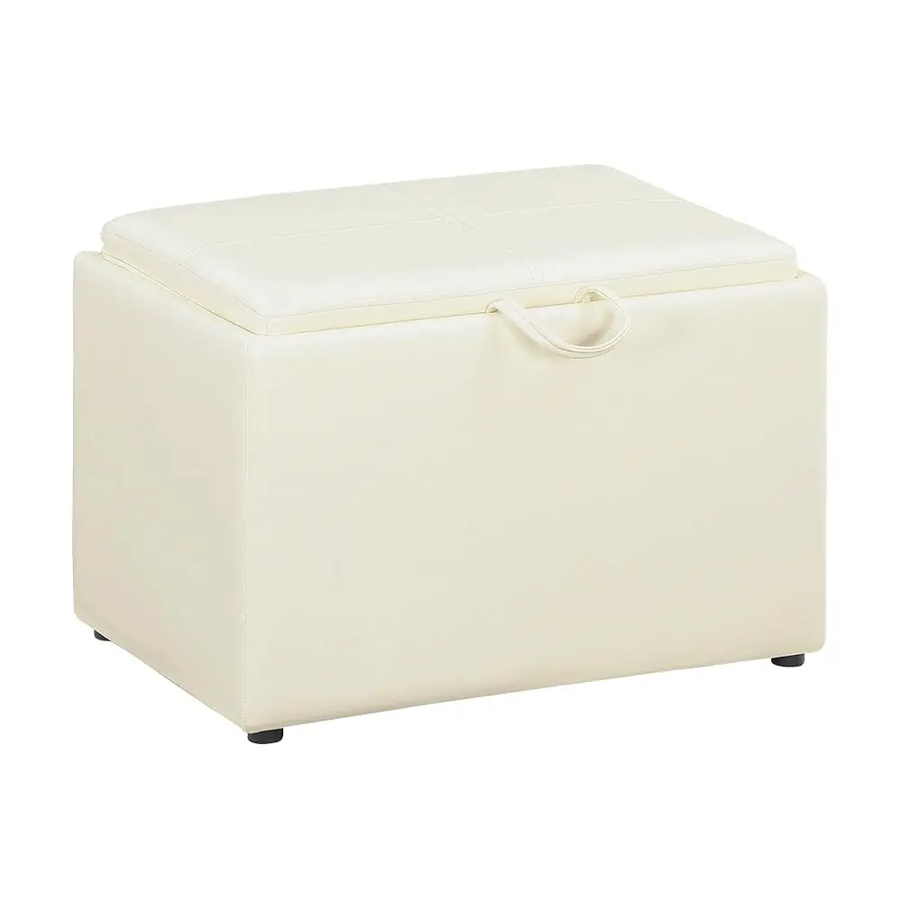 

Designs4Comfort Accent Storage Ottoman, 22.75 X 15.75 X 16, Ivory Faux Leather