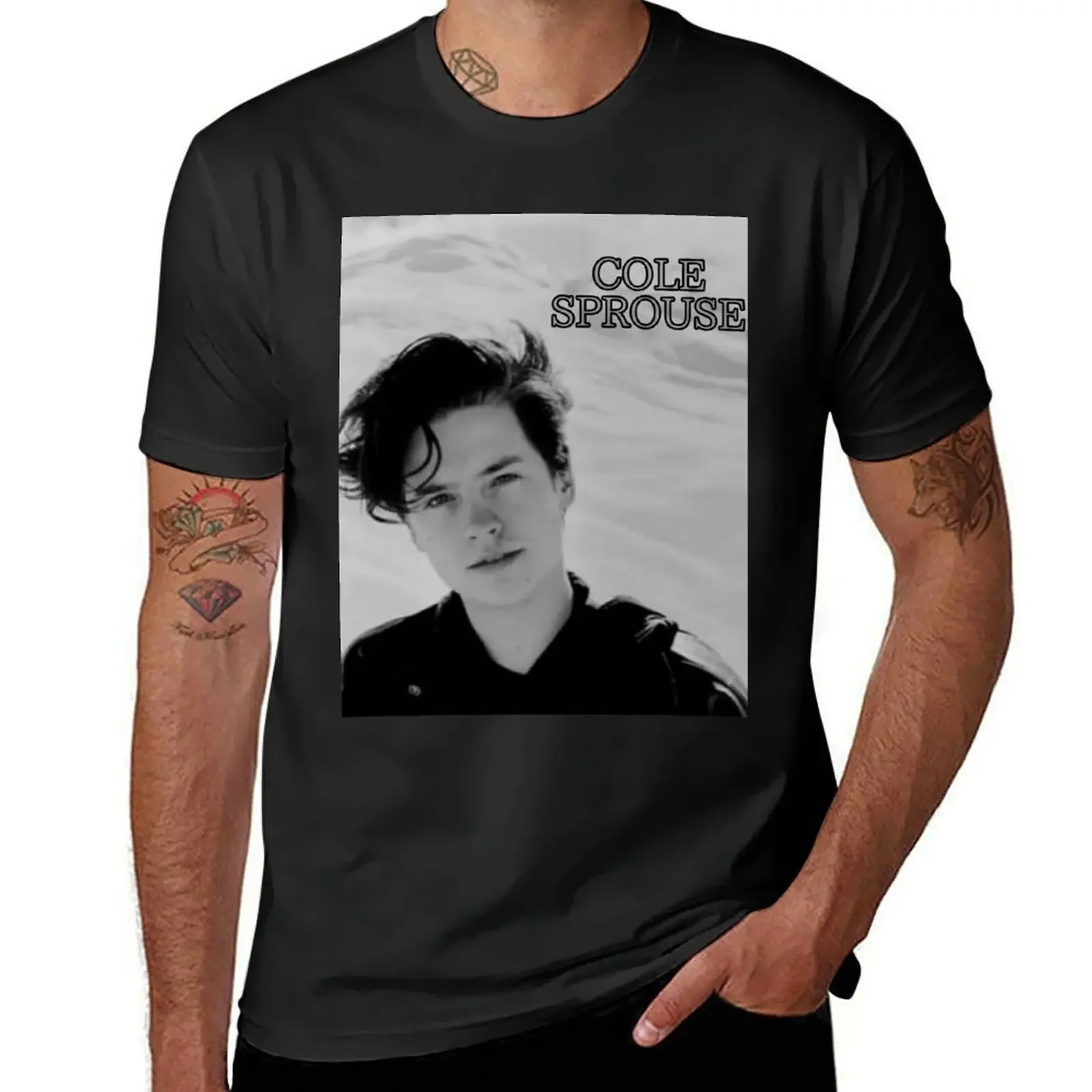 

Cole Sprouse in Black and White 2 T-Shirt designer shirts rapper graphic tees quick-drying t shirts men