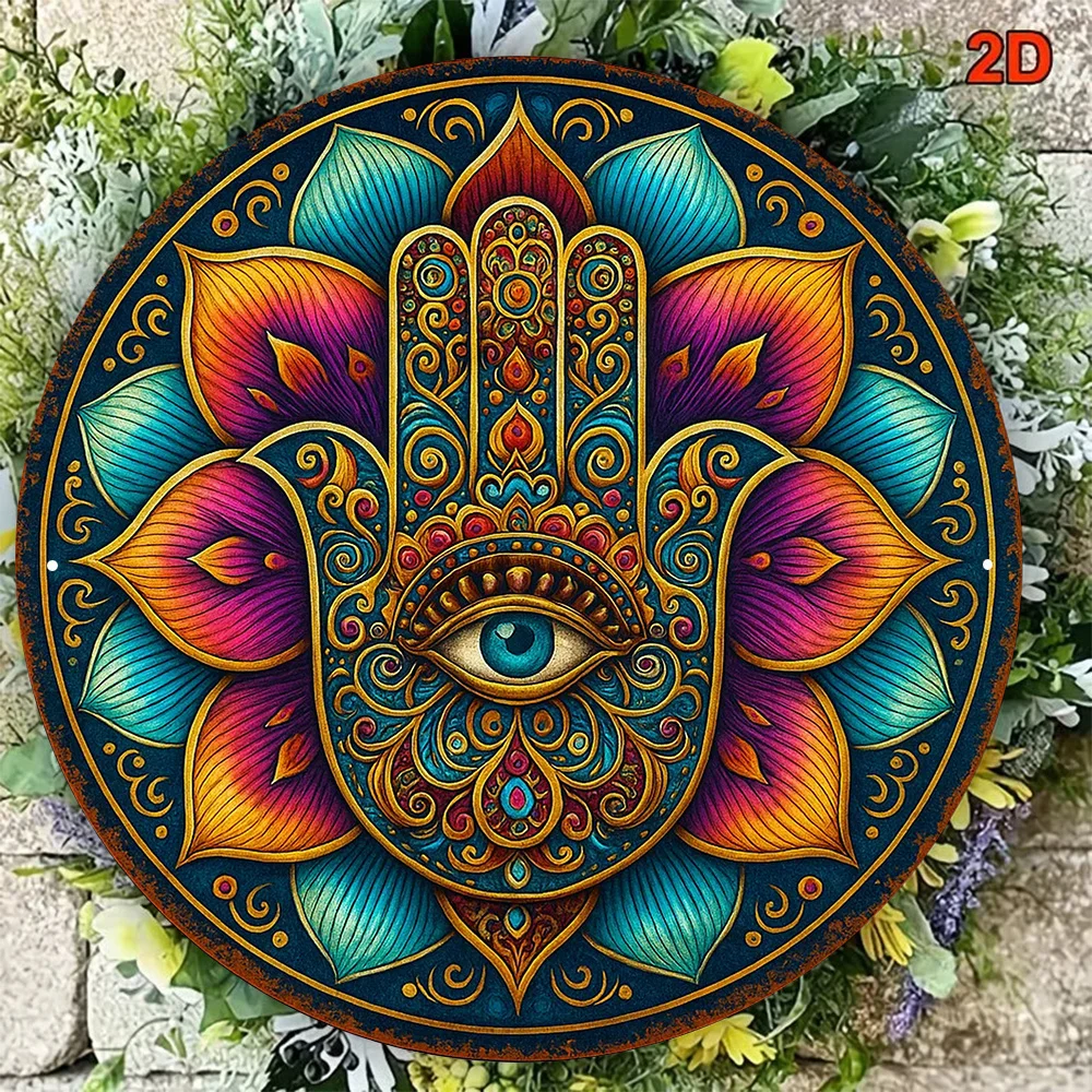 CIFBUY Vintage Aluminum Wall Art Waterproof Durable For Home Bar Cafe Indoor Outdoor Hamsa Evil Eye Decor Sign