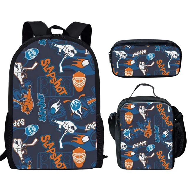 

Trendy Popular Novelty Funny Hockey 3D Print 3pcs/Set pupil School Bags Laptop Daypack Backpack Lunch bag Pencil Case