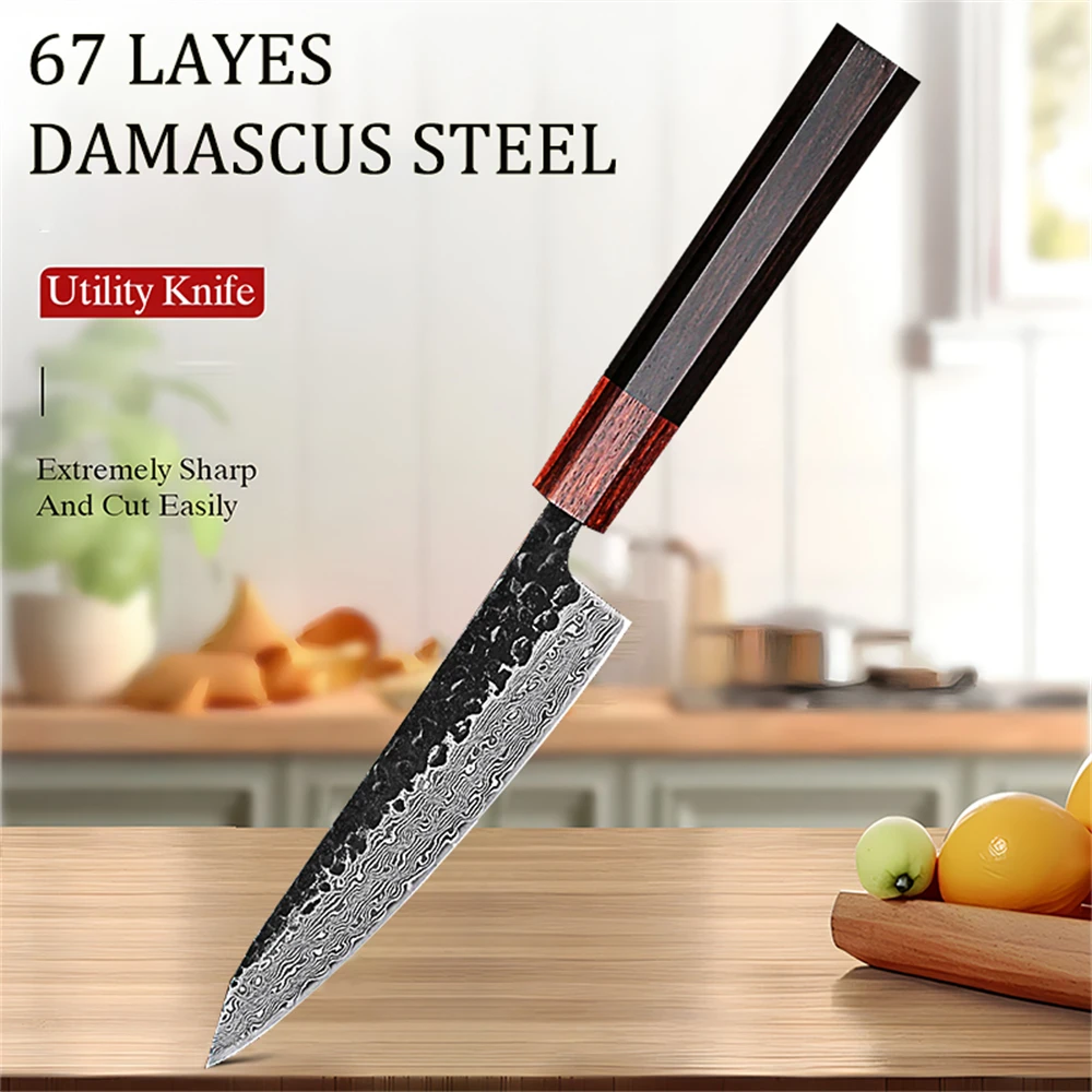

Utility Knife 67 Layer Damascus Stee Kitchen Knife Paring Meat Vegetable Cooking Tools Kitchen Stuff Halloween Christmas gifts